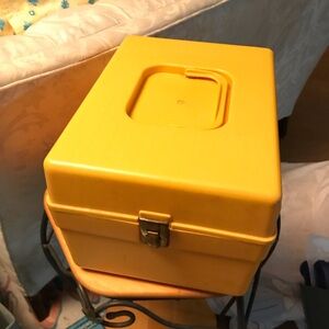 vintage Wilson Wil-Hold yellow plastic sewing pattern box
